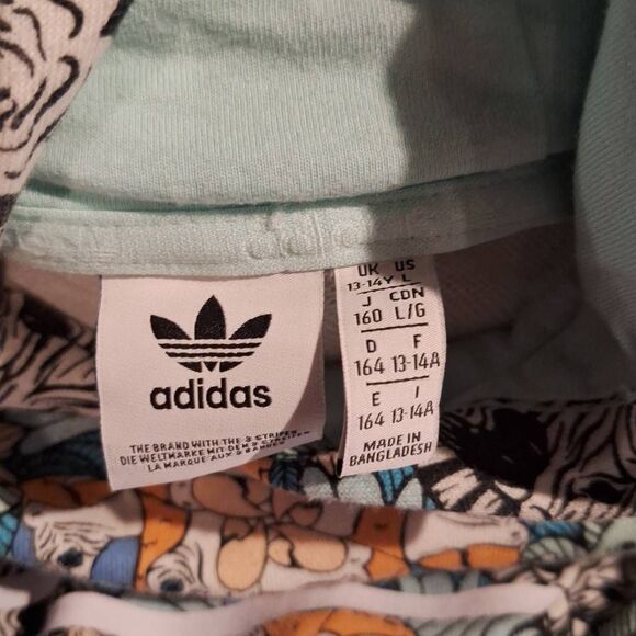 Adidas Origionals Zoo Jungle‎ Print Hooded Sweatshirt Hoodie Size 13-14Y - Picture 4 of 4